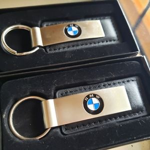 BMW key chain set SARASOTA  leather / steel set of 2